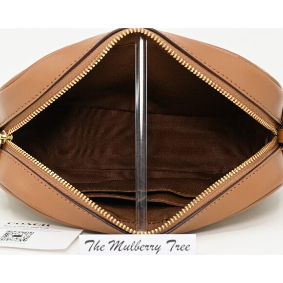 COACH JAMIE Wristlet Light Khaki Signature Canvas Saddle Leather CA718 NWT $178 - Picture 7 of 14